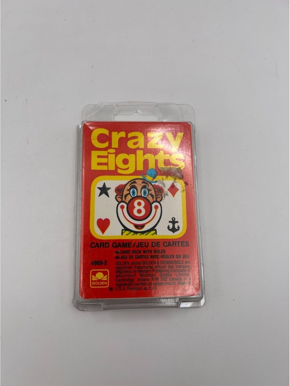 Golden Crazy Eights Vintage Card Game Deck Circus Clown Characters